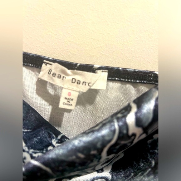 NWOT Bear Dance Cowl Neck, Dragon Print Satin Bodysuit - Picture 8 of 11